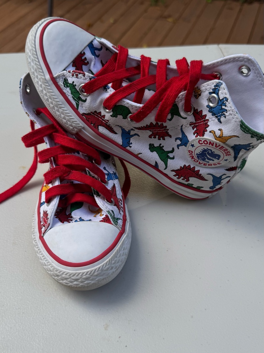 Converse Kids' White Dinosaur High-Top Sneakers Size 1